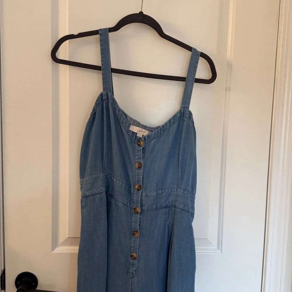 LOFT Blue Denim Jumpsuit - Picture 3 of 3